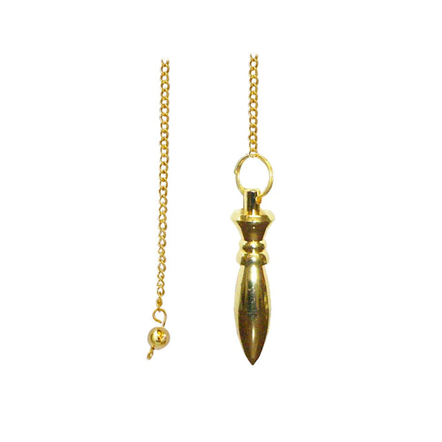 Gold finish bullet-shaped pendulum on a chain