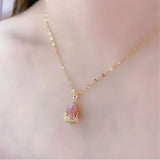 Gold-plated crystal drop necklace in boho style for festival outfits, daily accessorizing, and statement jewelry wear.