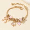 Gold rhinestone butterfly heart beaded bracelet for accessorizing casual outfits, party wear, and gift giving.