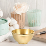 Golden copper offering bowl for temple and altar use in prayer offerings, ritual display, and sacred ceremonies.
