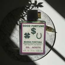 Good Fortune Wish Oil anointing oil bottle for blessing candles, charms, and good luck practice.