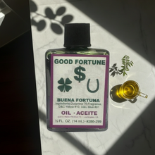 Good Fortune Wish Oil ritual oil bottle for abundance work, manifestation, and prosperity intention use.
