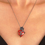Gothic Rose-Red Heart Necklace pendant for romantic styling, gothic outfit pairing, and special occasion accessorizing.