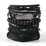 Gothic punk leather cuff skull and star bracelet for bold fashion styling, festival wear, and alternative wardrobe looks.