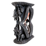Gothic Ram Gargoyle hourglass ornament for altar decor, tabletop display, and medieval-inspired interior styling.