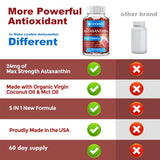 Comparison chart of Coolkin Astaxanthin supplement with other brand on a red and white background