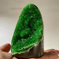 Green Crystal Geode Wand Decorative Gift natural green geode crystal for home styling and heart chakra work.