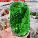 Green Crystal Geode Wand crystal display wand for shelf decor, tabletop styling, and collector gift use.