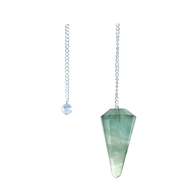 Green fluorite 6-sided faceted pendulum on a 9-inch chain for dowsing