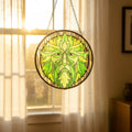 Green Man Glass Suncatcher, 6 inch diameter