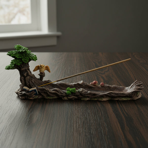 Green Man Incense Burner with owl design