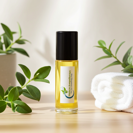 Green Tea Body Oil bottle for moisturizing dry skin, softening the body, and daily skincare use.