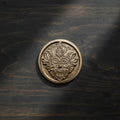 Greenman Altar Tile in brass, 3.5 inch diameter