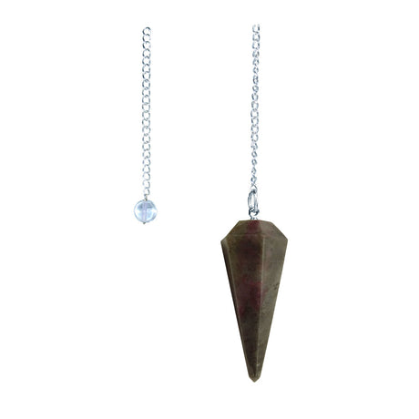 Grey aventurine 6-sided faceted pendulum on a 9-inch chain for dowsing