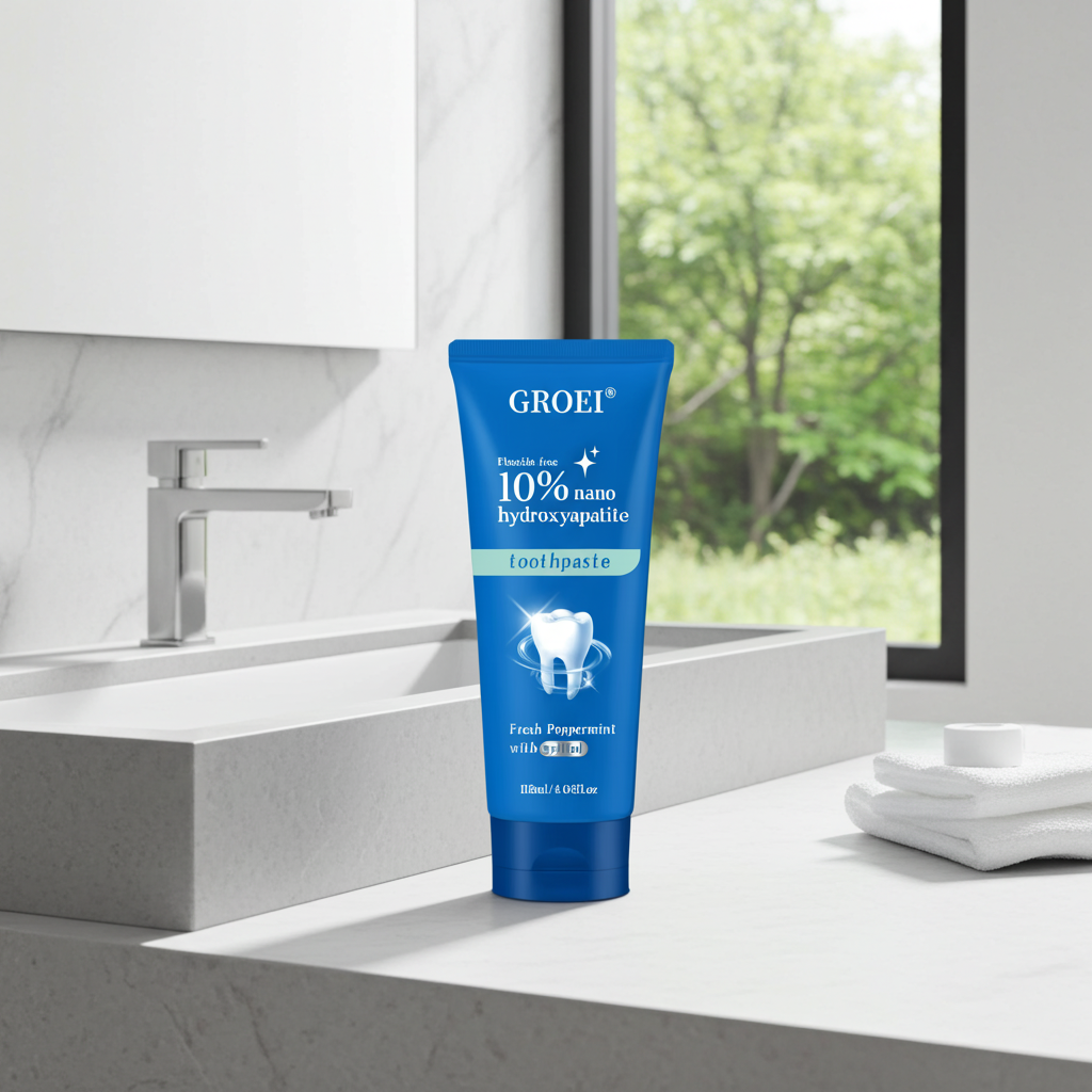 GROEI Hydroxyapatite Toothpaste tube for sensitive teeth support, gentle cleaning, and everyday mouth care.