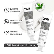 GROEI Nano Hydroxyapatite Toothpaste 120g two-tube display showing whitening and enamel repair benefits.