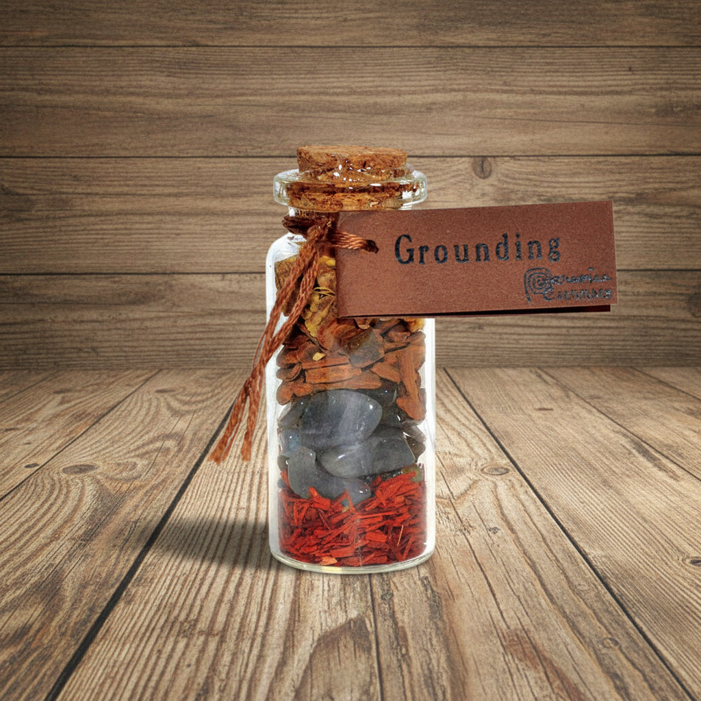 Grounding Pocket Spellbottle, sealed glass charm bottle