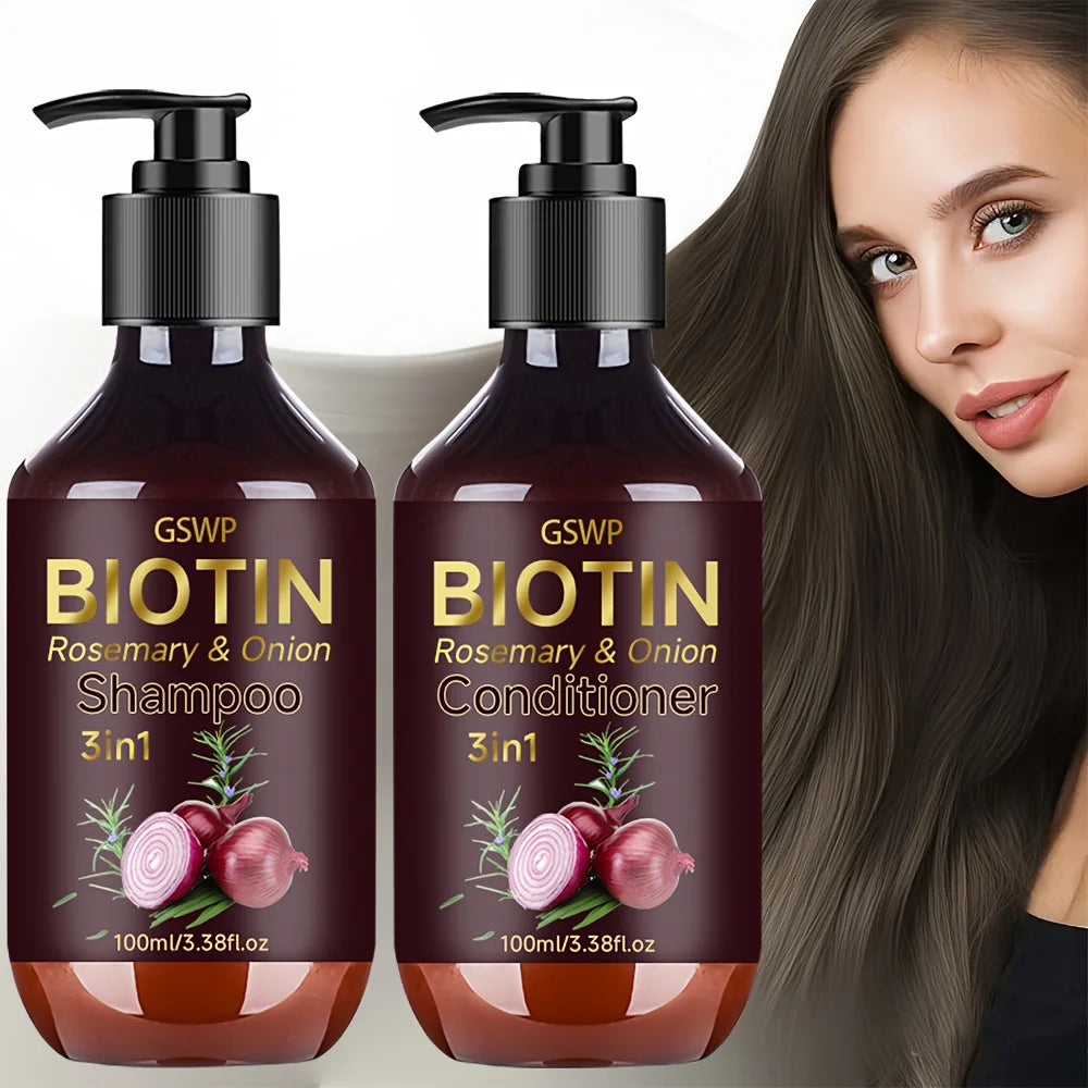 GSWP 3-in-1 Onion Shampoo and Conditioner Set hair care set for scalp cleansing, moisturizing, and daily hair nourishment.
