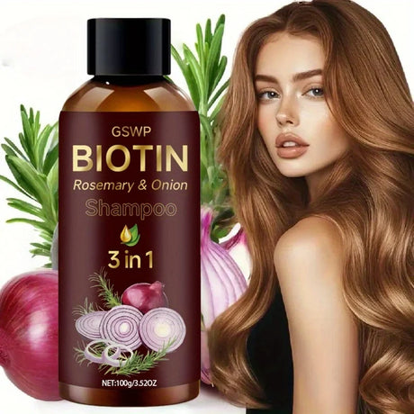 GSWP Rosemary Onion Biotin shampoo for daily hair care, scalp cleansing, and maintaining soft non-greasy hair.