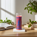 Guardian Angel pink 7 day candle in glass jar for prayer, spiritual protection, and devotional use.
