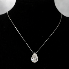 Pear-Cut Moissanite Pendant halo necklace with a pear-shaped center stone for formal occasions, bridal looks, and statement accessorizing.