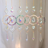 Hamsa window crystal sun catcher hanging piece for sunlight reflection, rainbow sparkle, and peaceful room decoration.