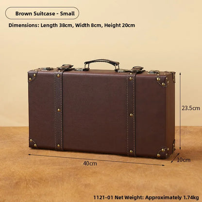 Handheld vintage wood storage bin for holding small tools, remote controls, and home organization items.