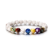 Handmade 7 chakra natural stone bracelet for chakra balancing, yoga wear, and spiritual grounding.