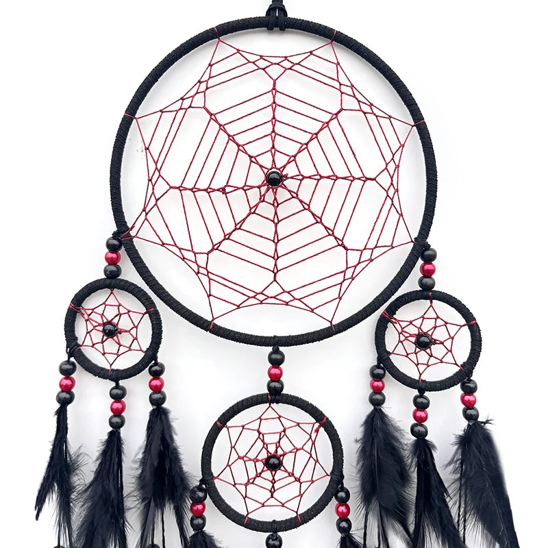 Handmade Bohemian Dream Catcher ornament for wall hanging, meditation space decor, and boho room decoration.