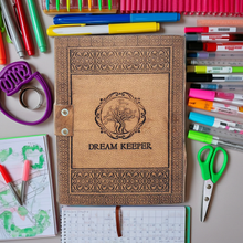 Handmade Tree of Life with Celtic Knots leather notebook with latch closure for sketching, writing, and travel journaling.