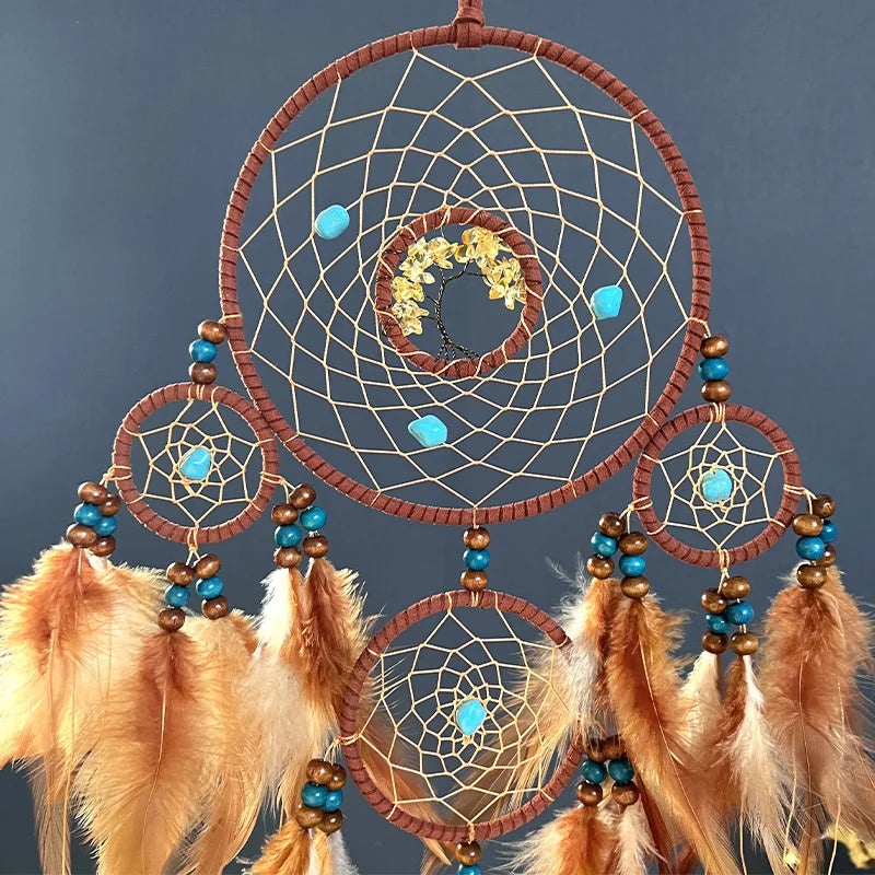 Handmade Crystal Dream Catcher wall hanging for home decoration, spiritual room accents, and cozy wall styling.
