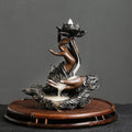 Handmade Lotus Buddha backflow incense burner ceramic holder for meditation, relaxation, and home incense use.