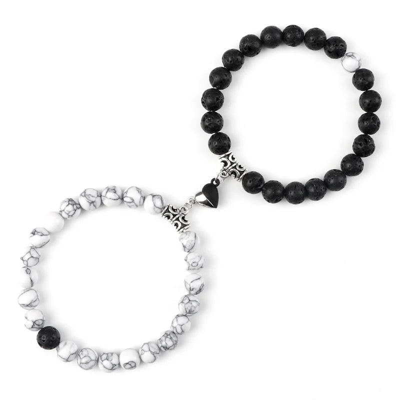 Handmade Magnetic Heart Couple Bracelets for thoughtful couple gifts, matching accessory wear, and romantic everyday use.