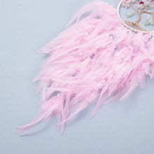 Handmade pink Tree of Life dream catcher wall hanging for bohemian decor, restful bedroom styling, and gift giving.