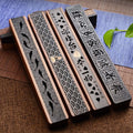 Handmade Retro Black Wooden Incense Burner Box for burning incense sticks and ash collection during meditation and relaxation.