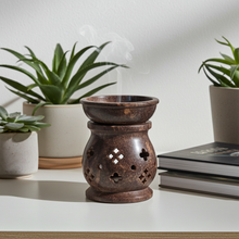 Handmade soapstone aroma lamp burner for essential oil warming, aromatherapy, and decorative home use.
