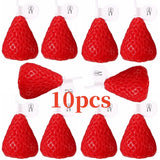 Handmade strawberry shaped soy candle for natural wax burning, home fragrance, and display decor.