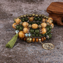 Handmade Tree of Life boho bracelet bundle with beaded stretch bracelets for stacking, gifting, and everyday bohemian outfit styling.