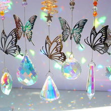 Hanging Crystal Butterfly Wind Chime Sun Catcher ornament for porch decor, garden accents, and sparkling light display.