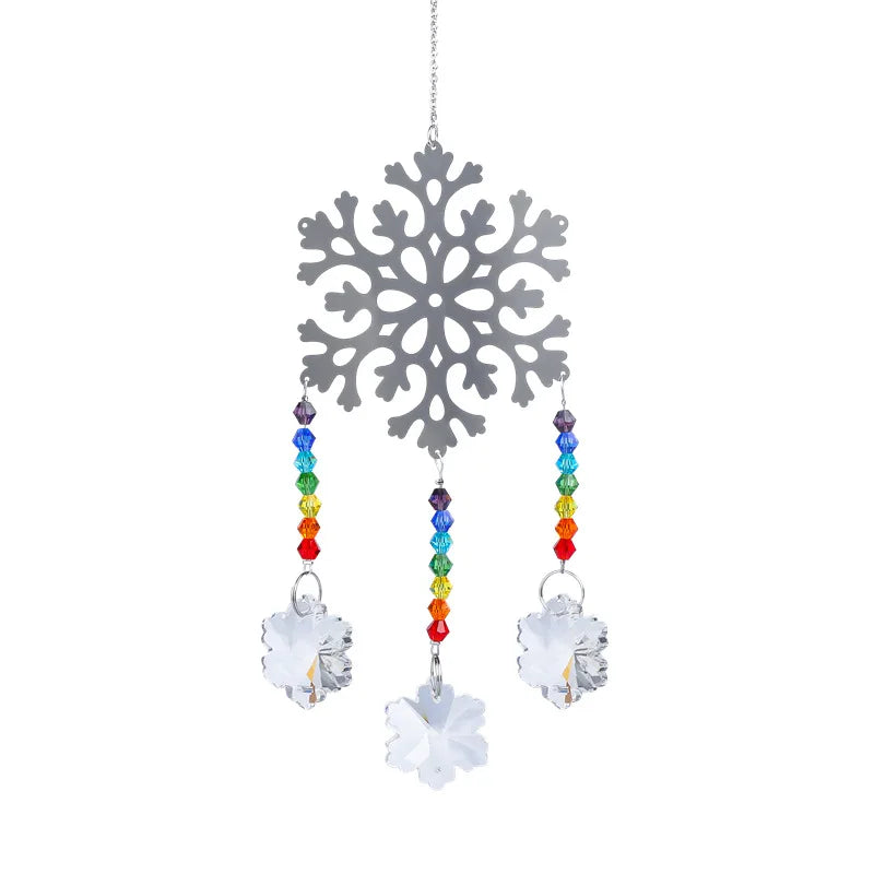 Crystal Sun Catcher Prism Rainbow Chaser hanging crystal prism for window use, light refraction, and rainbow-making decor.