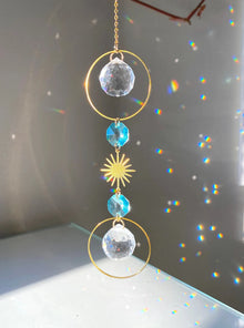 Crystal Sun Catcher Prism Rainbow Maker hanging window decoration for home styling and colorful prism light reflections.