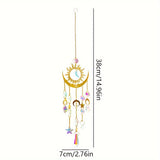 Star & Moon hanging suncatcher chime for brightening windows, reflecting natural light, and decorating indoor or outdoor spaces.