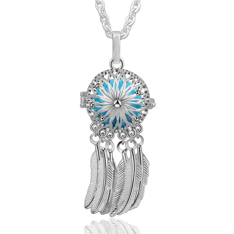 Harmony Bola Dreamcatcher necklace accessory pendant for casual outfit styling, symbolic fashion wear, and jewelry layering.
