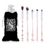 Harry Potter themed wand brush set for makeup with cosmetic tools for face, cheek, and eye makeup routines.