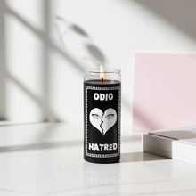 Hatred black 1 color 7 day candle in glass jar for ritual work, intention setting, and spiritual candle use.