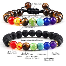 Healing lava stone Chakra bracelet for stress relief, grounding, and holistic wellness wear.