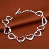 925 Sterling Silver Heart Chain Bracelet chain bracelet for stacking with other jewelry and elegant everyday use.
