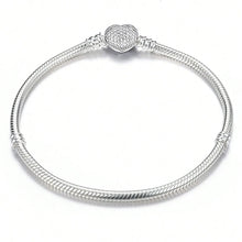 Silver Zircon Heart Love Bracelet Charm silver bead charm for bracelet decorating, meaningful gifts, and stylish accessory use.