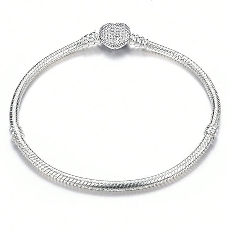 Silver Zircon Heart Love Bracelet Charm silver bead charm for bracelet decorating, meaningful gifts, and stylish accessory use.