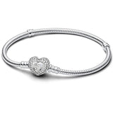 Silver Zircon Heart Love Bracelet Charm heart charm for bracelet personalization, meaningful gift giving, and daily accessory styling.